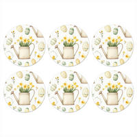 GLASUNTERSETZER Gießkanne - Blumen - Eier 10x10 cm - Weiß, Naturmaterialien (10/0.2cm) - MuchoWow