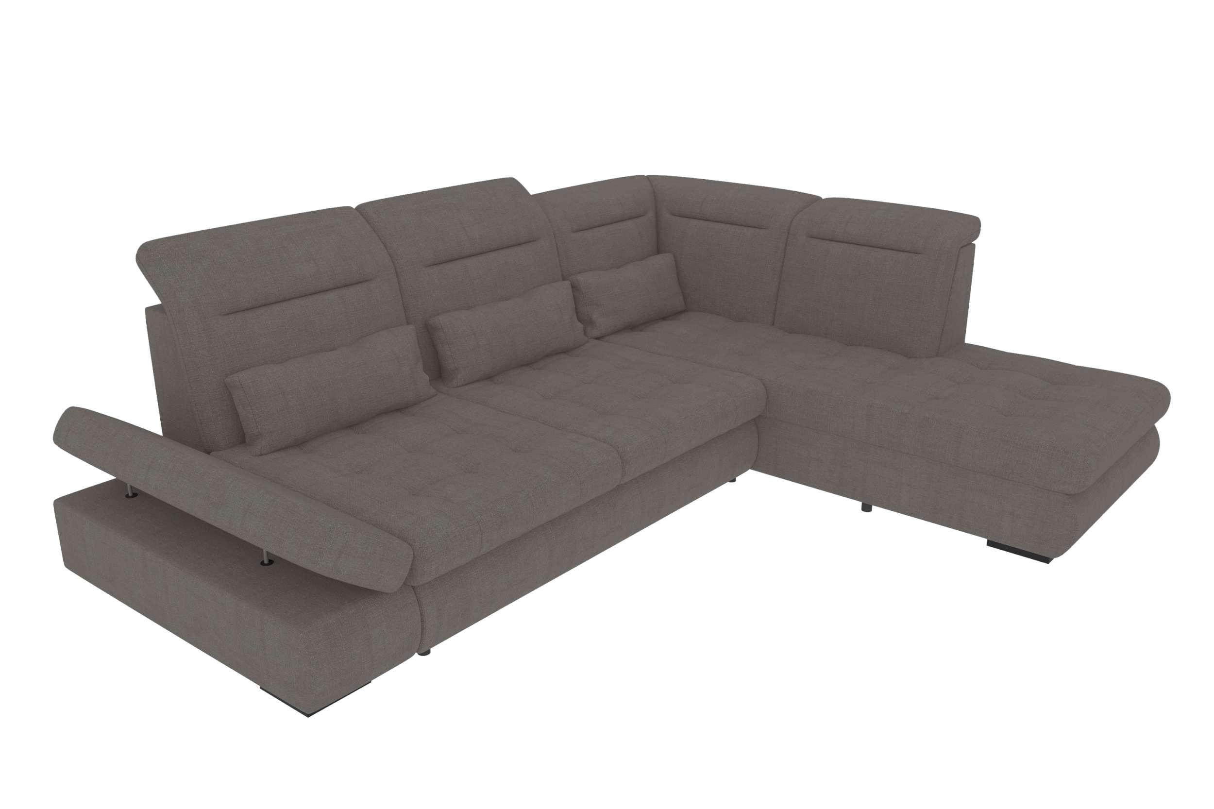 ECKSOFA Toscana Velours inkl. Schlaffunktion - Grau, Textil (279/227cm) - 99rooms