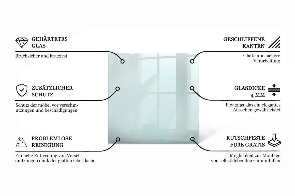 TISCHPLATTE 50 x 50 cm Transparente Glasplatte - Transparent, Glas (50/0.4/50cm) - TULUP