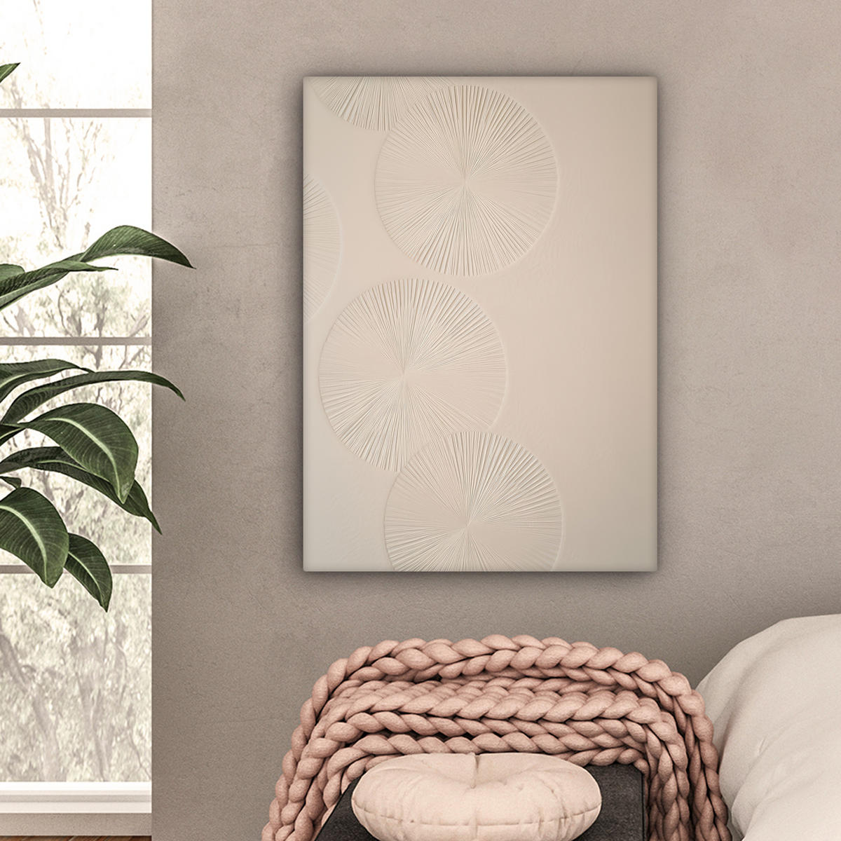 LEINWANDBILD Japandi - Beige - Modern Wandbild Wohnzimmer 60x80 cm - Ecru, Textil (60/80cm) - MuchoWow