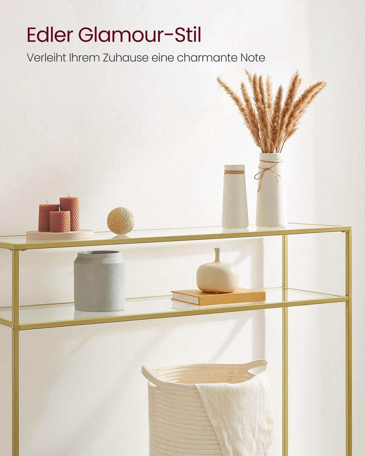 KONSOLENTISCH COTONOU - Goldfarben, Glas (35/120/80cm) - Hansiro