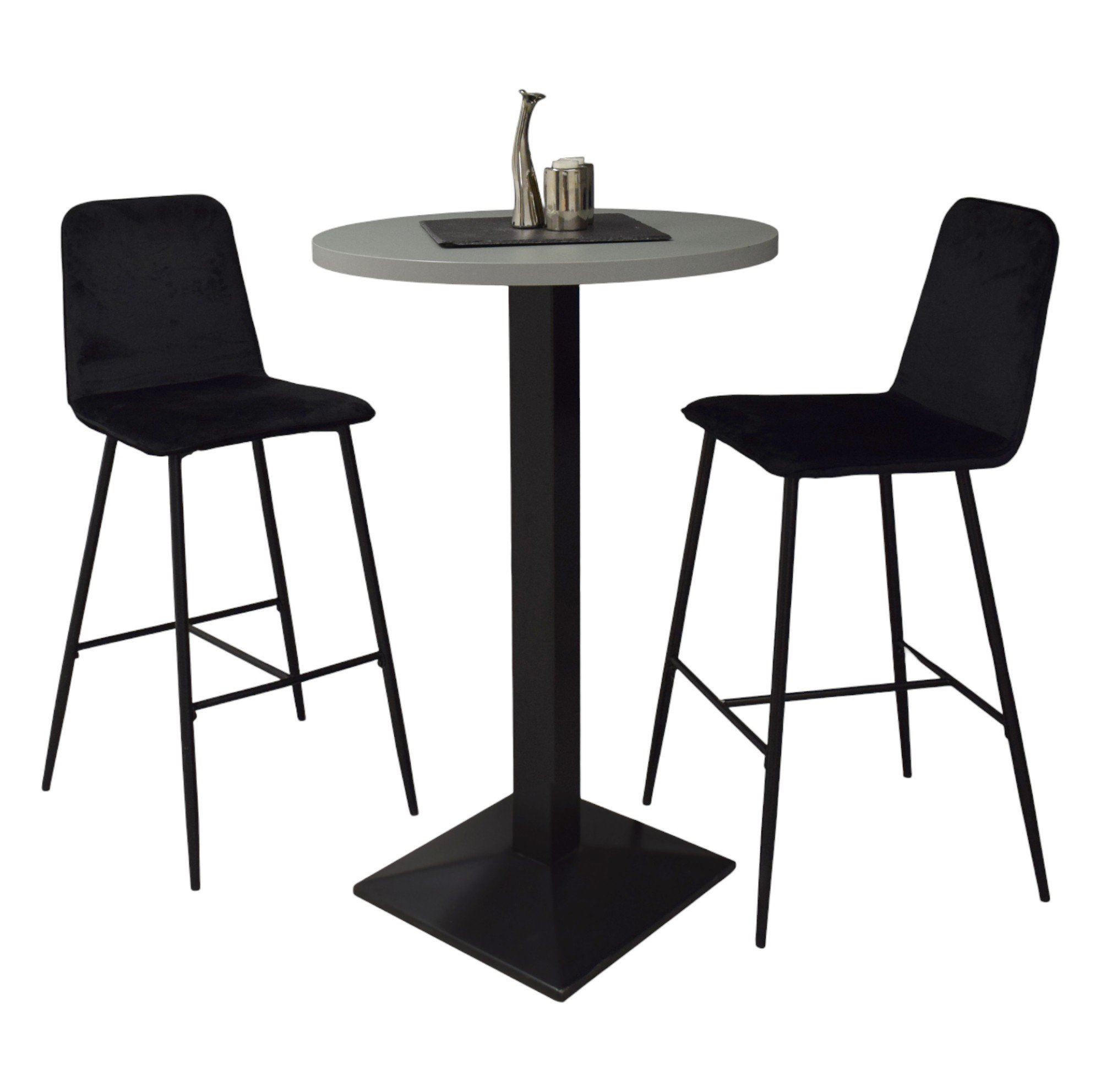 TRESENTISCH rund Eleanore 70 cm schwarz matt/Pinie green matt lack - Grün, Metall (70/70/106cm) - 58aufmkessel