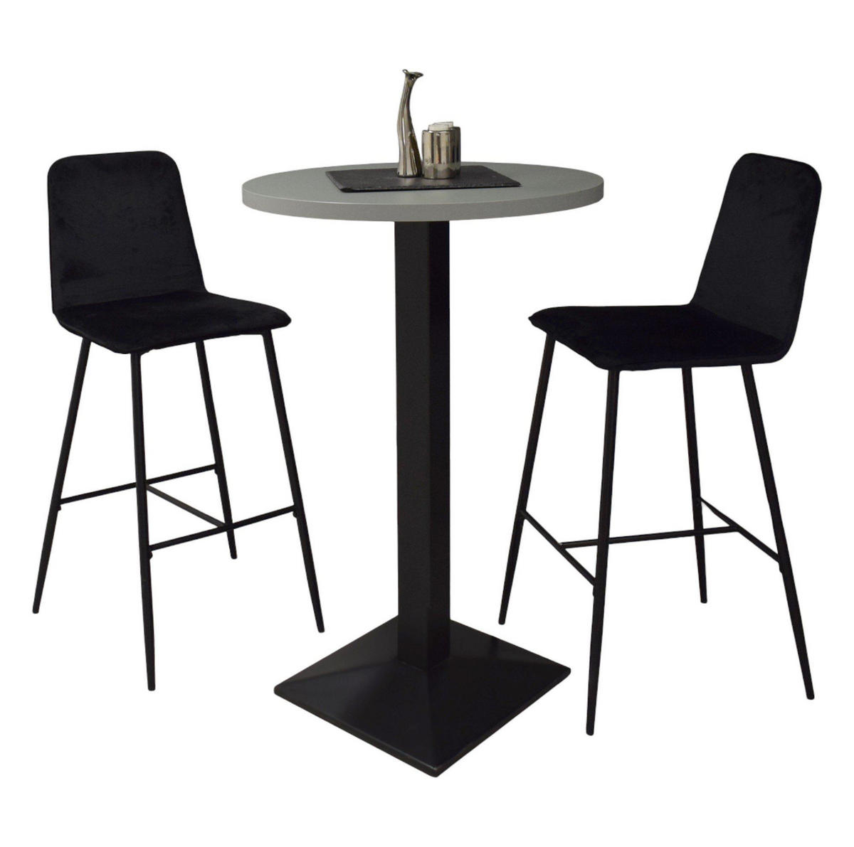 TRESENTISCH rund Eleanore 70 cm schwarz matt/Pinie green matt lack - Grün, Metall (70/70/106cm) - 58aufmkessel