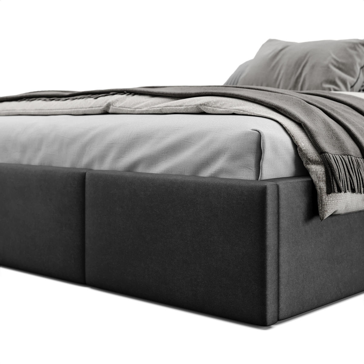 POLSTERBETT für Schlafzimmer Bett mit Stauraum Schwarz 140x200cm - Schwarz, Holzwerkstoff/Textil (160/200cm) - Muralo