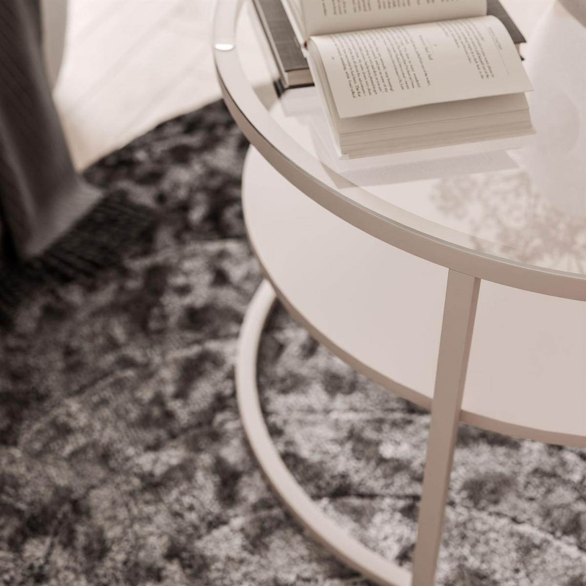 COUCHTISCH CIRI GLASS KASCHMIR mit Ablage Platte aus transparentem Glas - Kaschmir, Glas (70/70/47cm) - Lookway