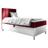 BOXBETT Maja Junior 1, Seite zum Öffnen des Bettkastens: Links - Rot/Weiß, Holz (100/200cm) - MIRJAN24