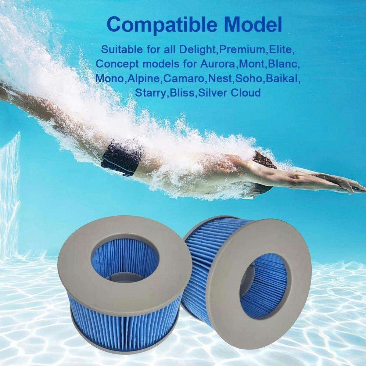 FILTERKARTUSCHE 6-teiliges Set für Whirlpools - Blau, Kunststoff (11/6.7/11cm)