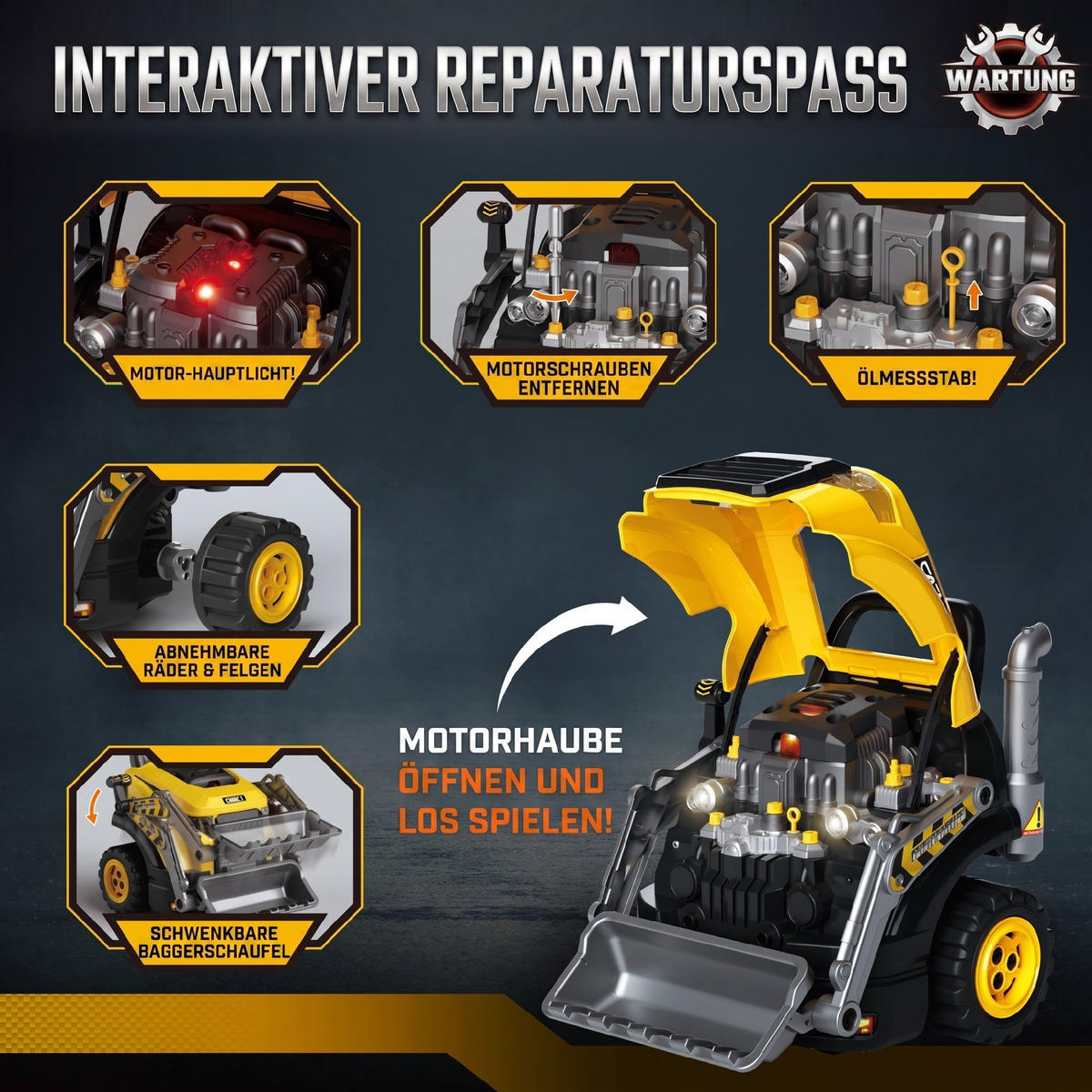 KINDER-MOTORSPIELZEUG Kunststoff Gelb - Gelb, Kunststoff (41/47/46cm) - AIYAPLAY