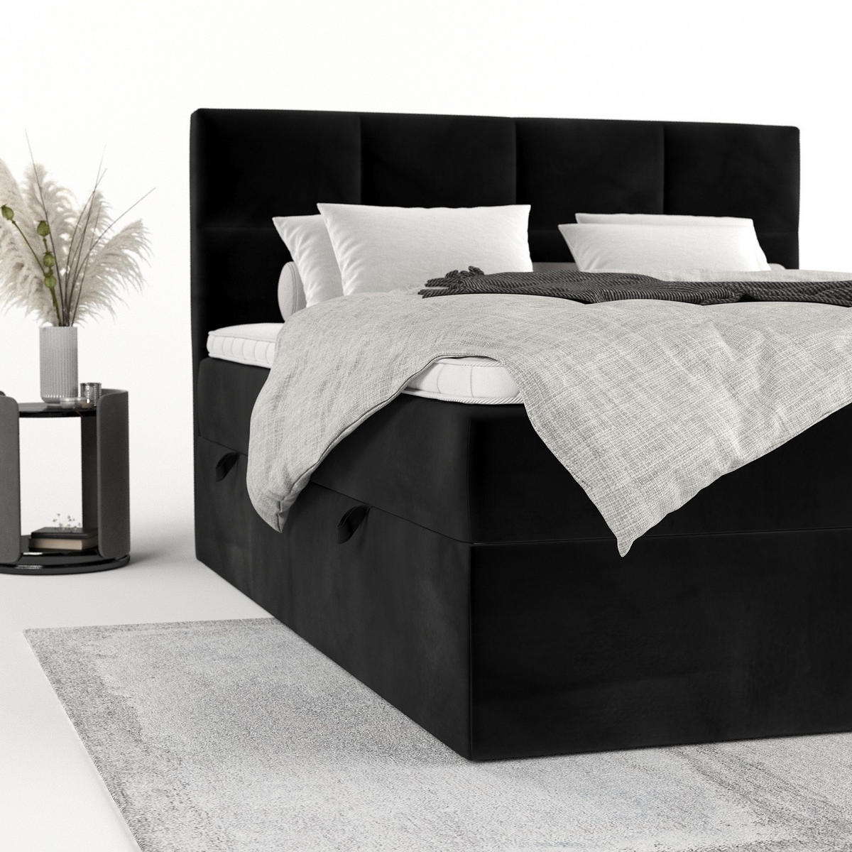 BOXBETT Oris 140/200 cm Schwarz im Kronos Stoff - Schwarz, Holz/Holzwerkstoff (140/200cm) - AltaBeds