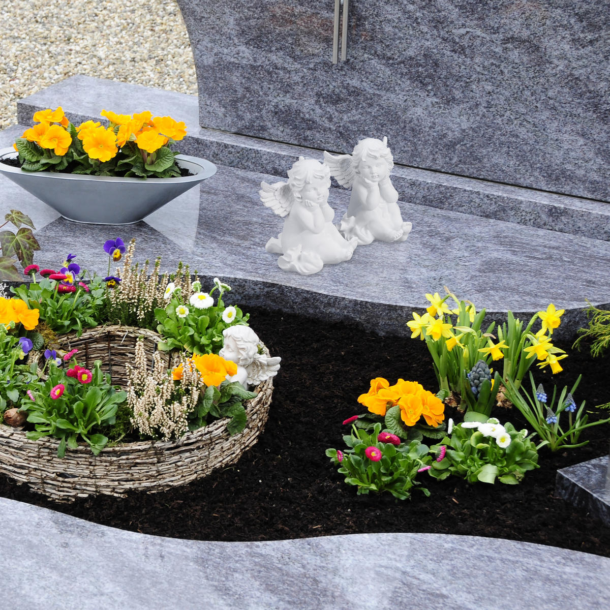 2XGRABENGEL - Weiß, Kunststoff (7/10/9cm) - Relaxdays