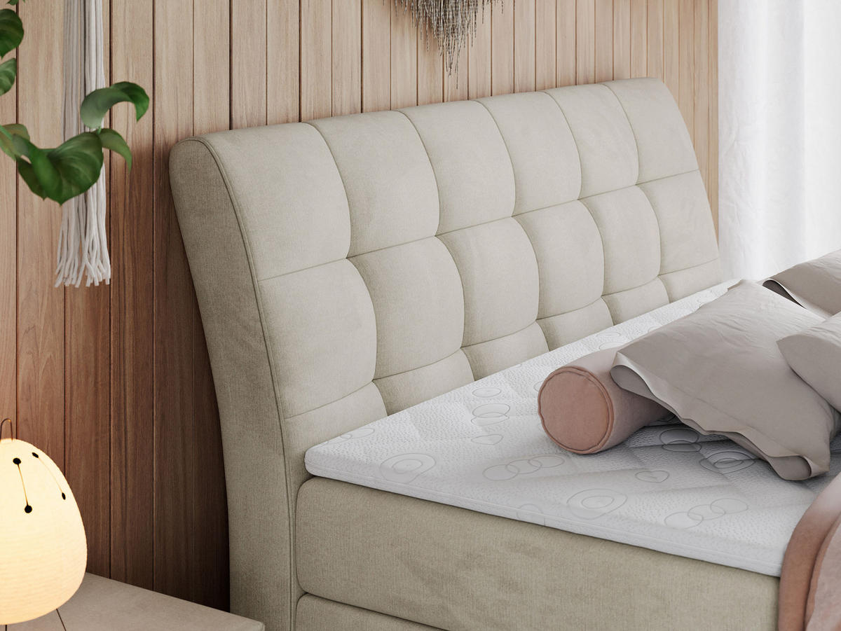 BOXSPRINGBETT GOLD-10 KING 180/200 Beige Velvet - H4 - Beige, Holz/Textil (180/200cm) - MKS