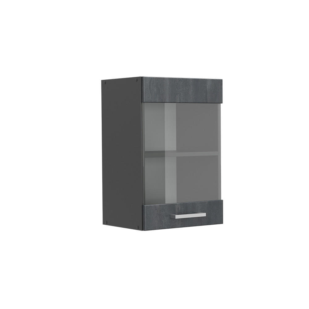 KÜCHENGLASSCHRANK R-Line Schwarz Beton 40 cm - Anthrazit/Schwarz, Holzwerkstoff (40/60/31cm) - Vicco