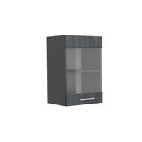KÜCHENGLASSCHRANK R-Line Schwarz Beton 40 cm - Anthrazit/Schwarz, Holzwerkstoff (40/60/31cm) - Vicco