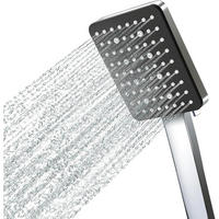 HANDBRAUSE Eckig Matt Schwarz 6 Strahlarten - Schwarz, Metall (12/12.7/20cm)