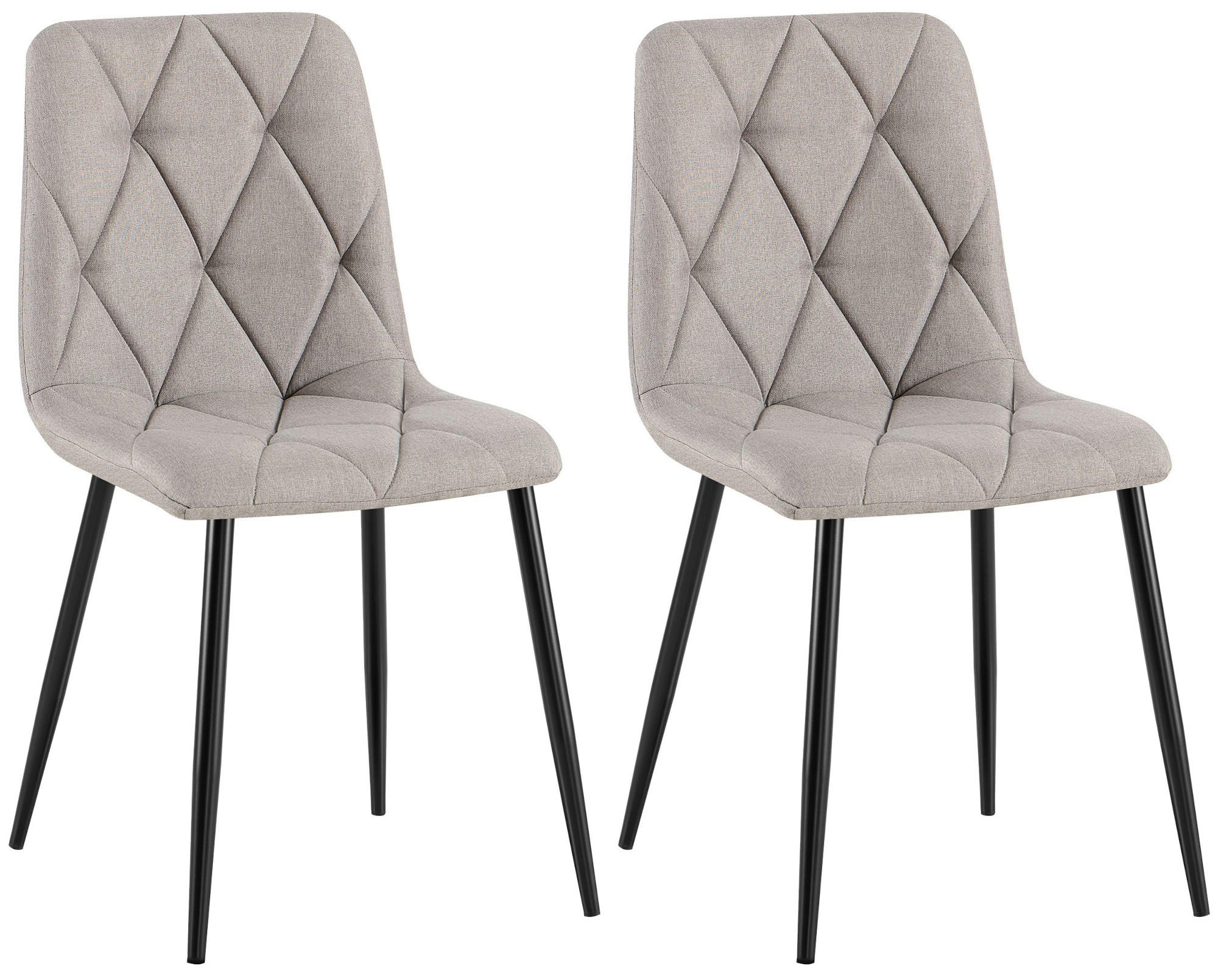 STUHL 2er Set Stoff Hellgrau - Hellgrau/Schwarz, Textil/Metall (45/85/55cm) - CLP