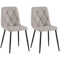 STUHL 2er Set Stoff Hellgrau - Hellgrau/Schwarz, Textil/Metall (45/85/55cm) - CLP