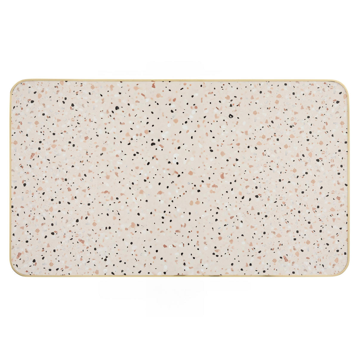 TISCHPLATTE, Terrazzo und Gold - Beige/Weiß, Metall (60/120/2.5cm) - Oviala