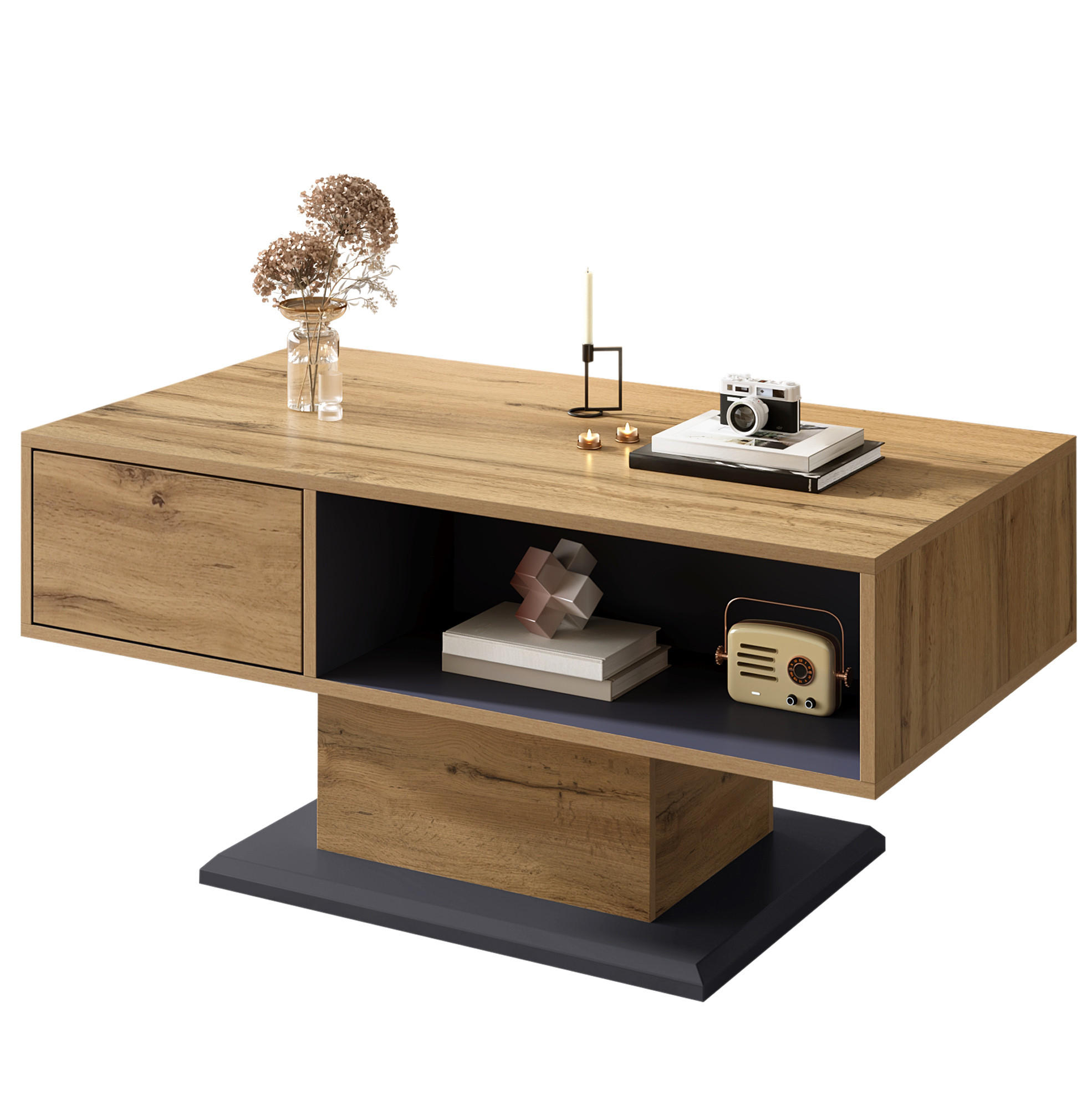 Flora Grace Couchtisch Grau 50x46.5x100 cm
