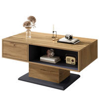 KONFERENČNÝ stolík 100/46,5/50 cm v dekore dub/sivá z drevotriesky s obojstranným úložným priestorom - sivá, kompozitné drevo (100/50/46.5cm) - Flora Grace