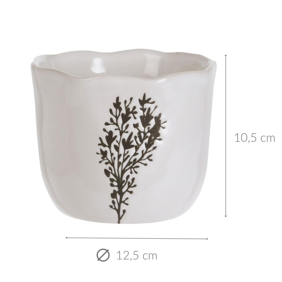 BLUMENTOPFABDECKUNG Keramik Ø 12,5 cm - Weiß/Braun, Kunststoff (12.5/10.5cm) - Home Styling Collection