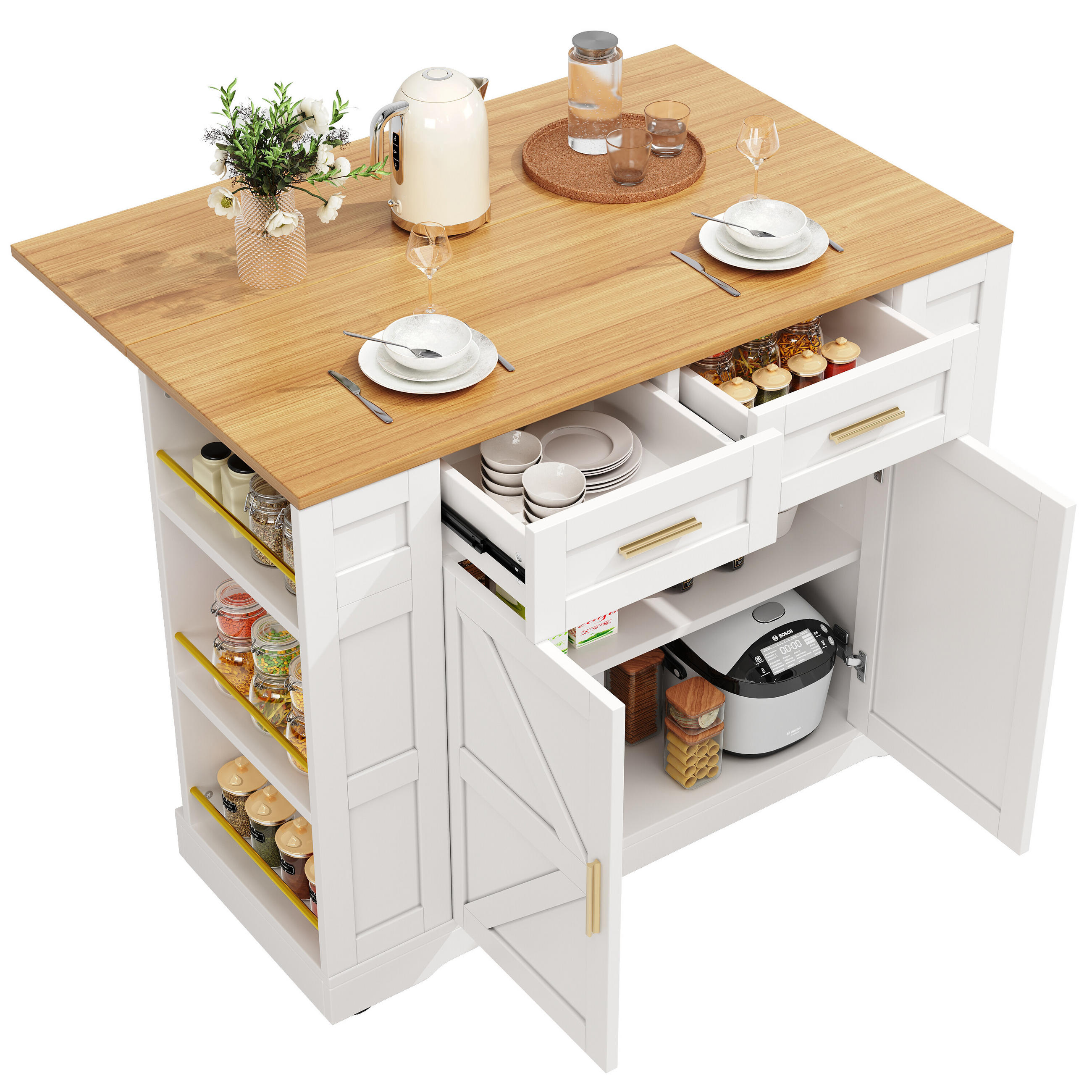 KÜCHENINSEL Weiß 120/65/90 cm - Weiß, Holzwerkstoff (65/90/120cm) - Urban Meuble