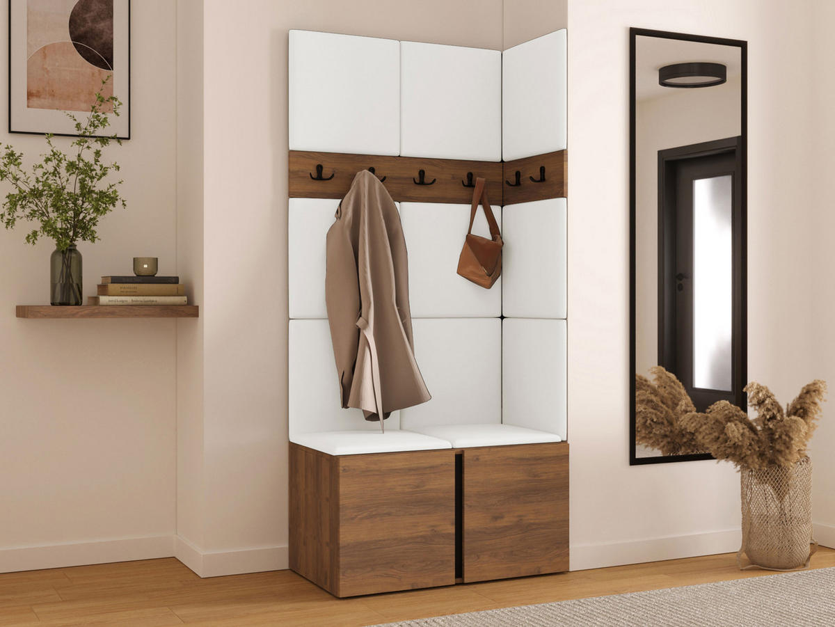 MOBILIER PENTRU HOL Orion I - alb/culoare lemn de nuc, material plastic/compozit lemnos (84/186/46cm) - MIRJAN24