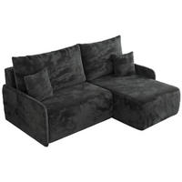 ECKSCHLAFSOFA ARPA L Dunkelgrau Plüsch - rechts - Dunkelgrau/Schwarz, Kunststoff/Textil (150/198cm) - MKS