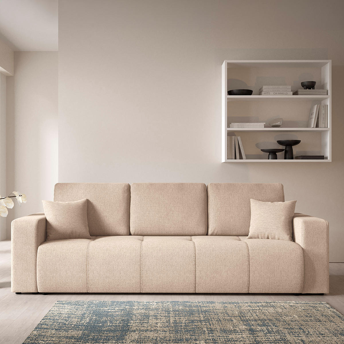 SOFA Vasco 3 Sitzplätze Beige - Beige, Holz (244/86/92cm) - Petits-meubles