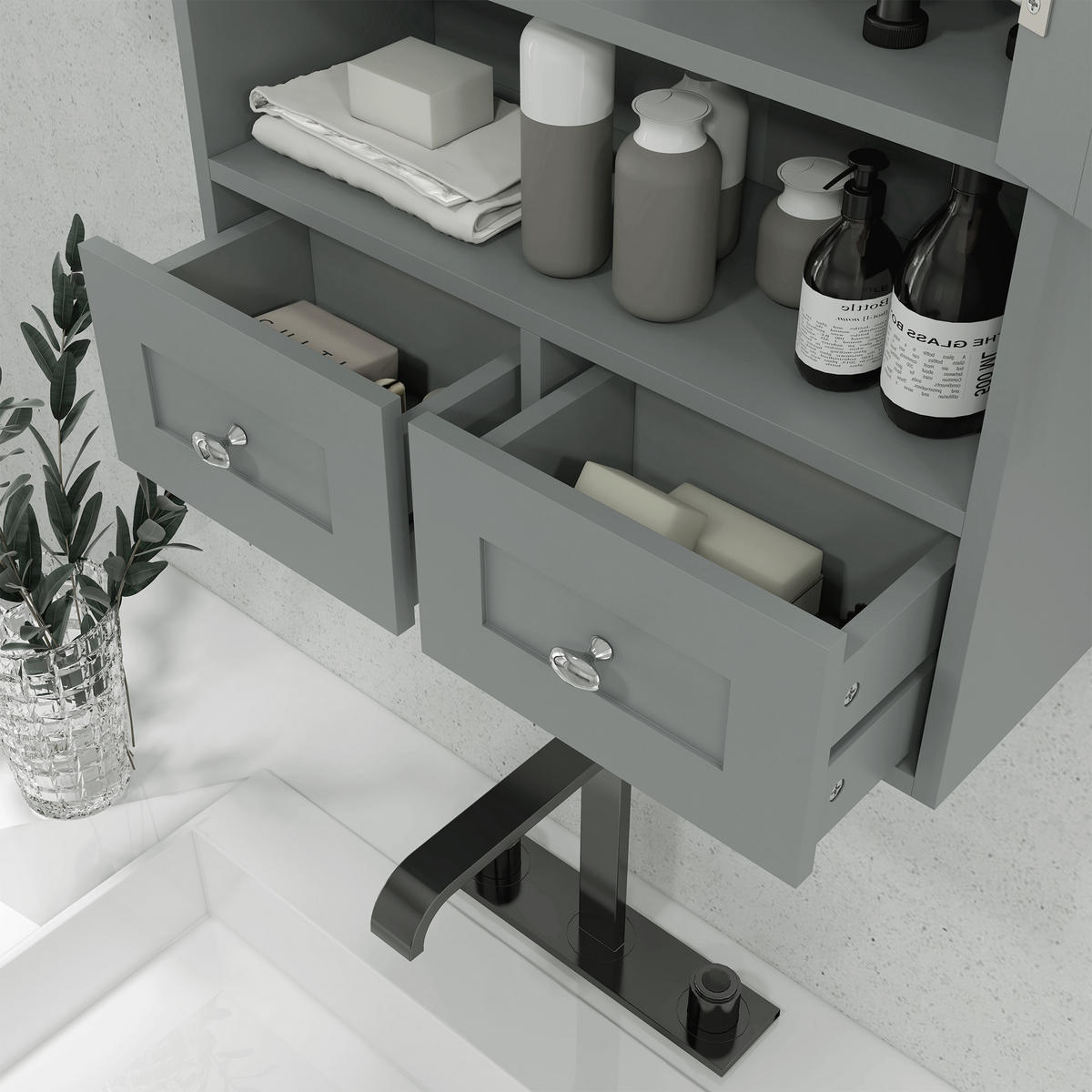 HÄNGESCHRANK Grau 1 Stück - Grau, Kunststoff (50.8/66/17.8cm) - GiPP