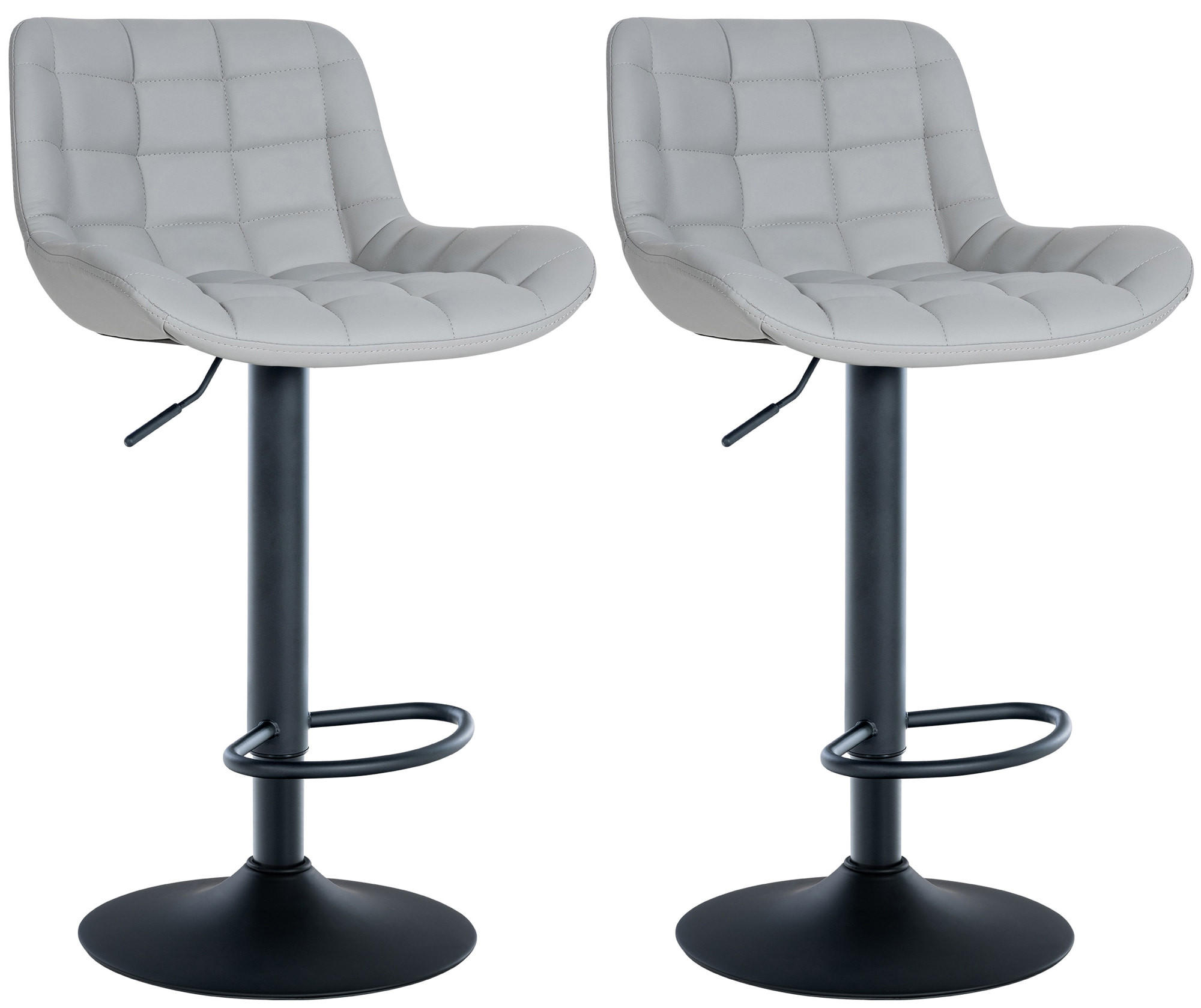 BARHOCKER 2er Set Lederlook grau - Schwarz/Grau, Textil/Metall (48/81/54cm) - CLP