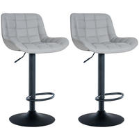 BARHOCKER 2er Set Lederlook grau - Schwarz/Grau, Textil/Metall (48/81/54cm) - CLP