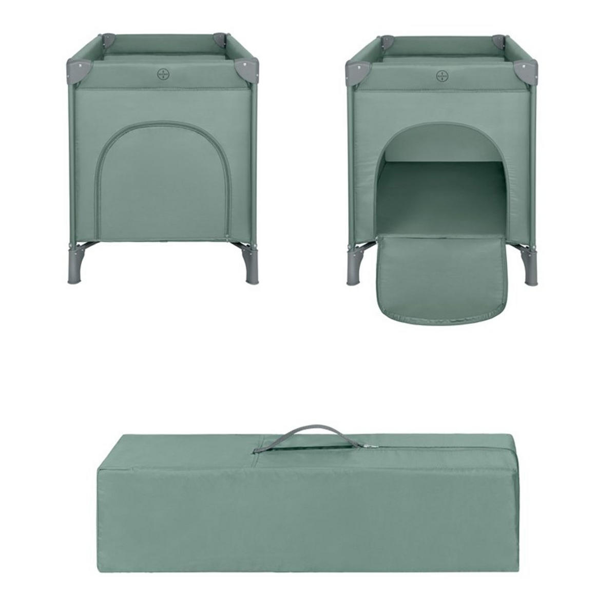 REISEBETT so gifted dunkelgrün weiche Matratzenauflage, Seiteneingang - Grün, Metall (60/120cm) - Kikka boo