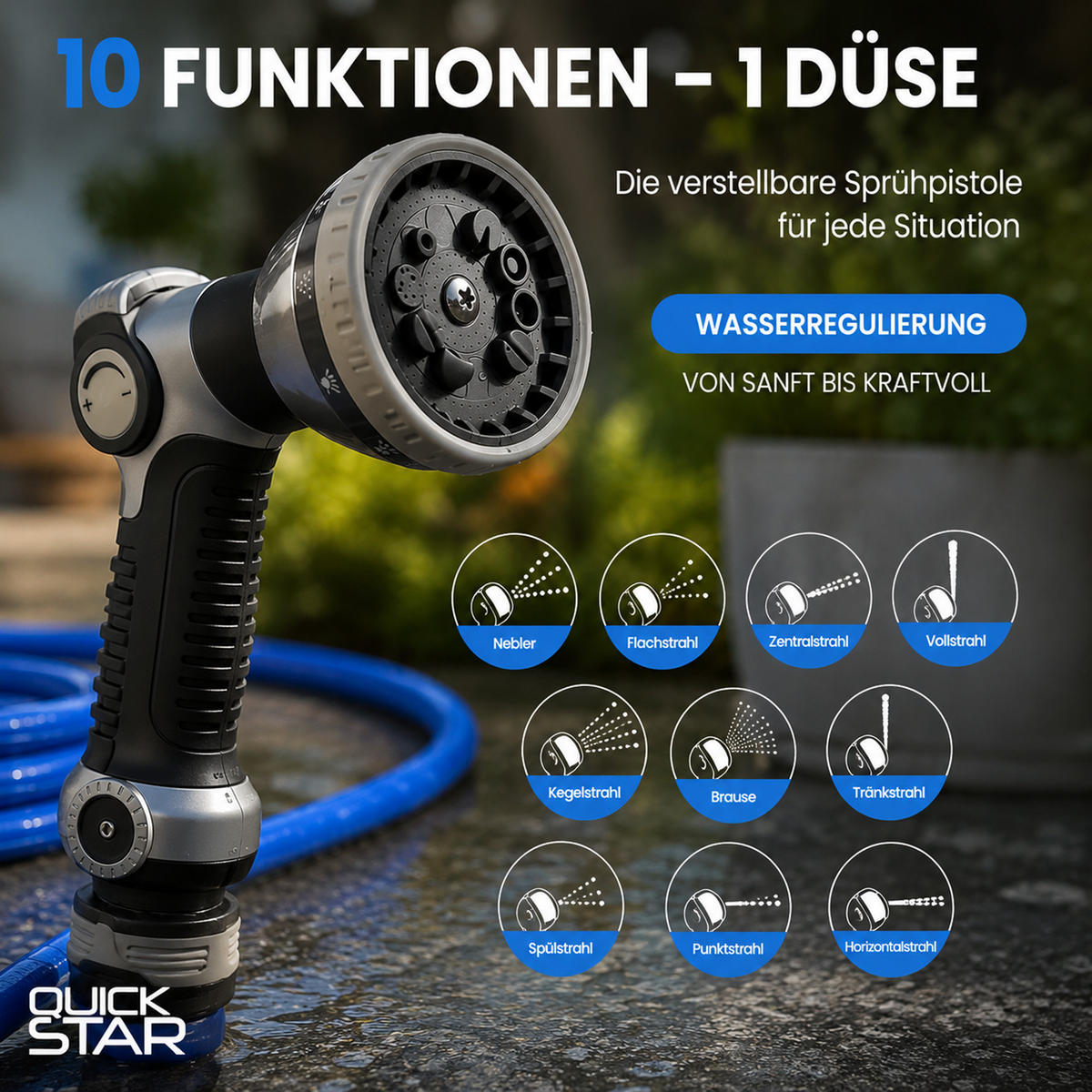 SCHLAUCHTROMMEL Zulu 15 m - Schwarz, Kunststoff (21/39/46cm) - QUICK STAR