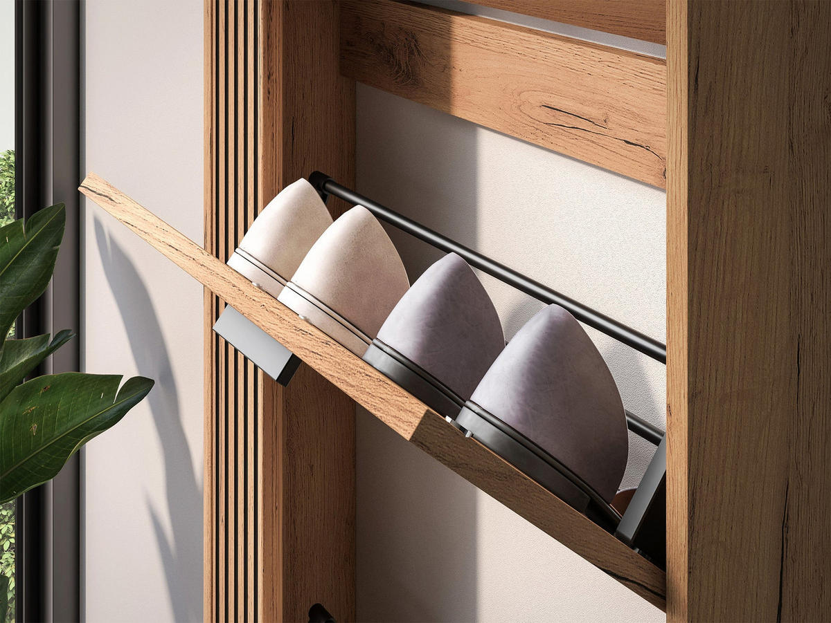 SCHUHSCHRANK Vasco Eiche 60 cm - Eichefarben, Holzwerkstoff (60/154.8/14.7cm) - Homebook
