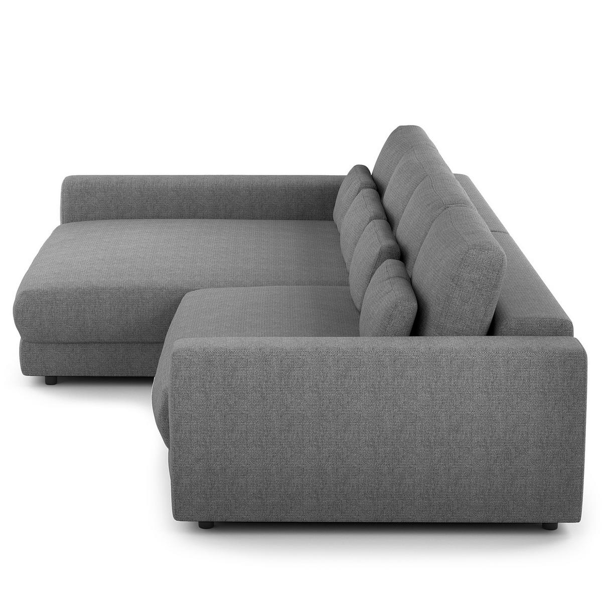ECKSOFA mit XXL-Longchair - Silberfarben/Schwarz, Kunststoff/Textil (323/182cm) - home24