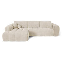 LINKSECK-SCHLAFSOFA mit Stauraum SKY Köpergewebe Creme 310cm - Creme, Textil (310/180cm) - Premium Interiors
