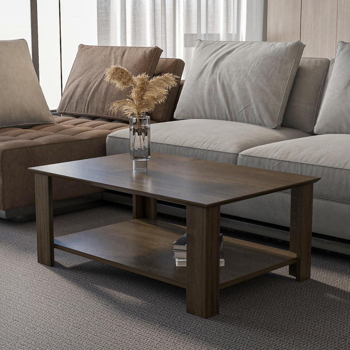 COUCHTISCH Leroy Nussbaum - Braun, Holzwerkstoff (90/60/37cm) - Decorotika