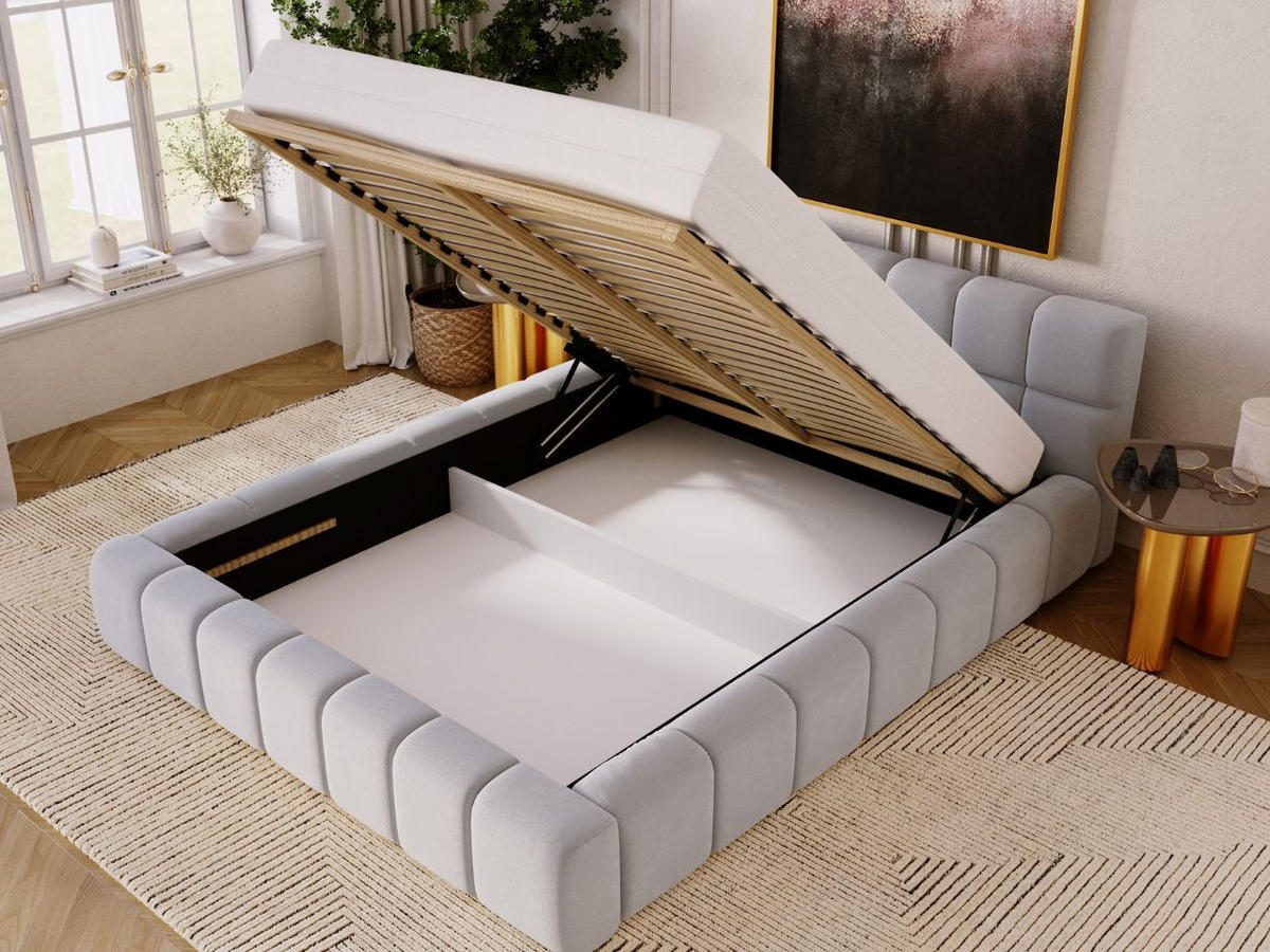 POLSTERBETT Alicante 140x200 Hellgrau - Hellgrau, Textil (140/200cm) - Graingold