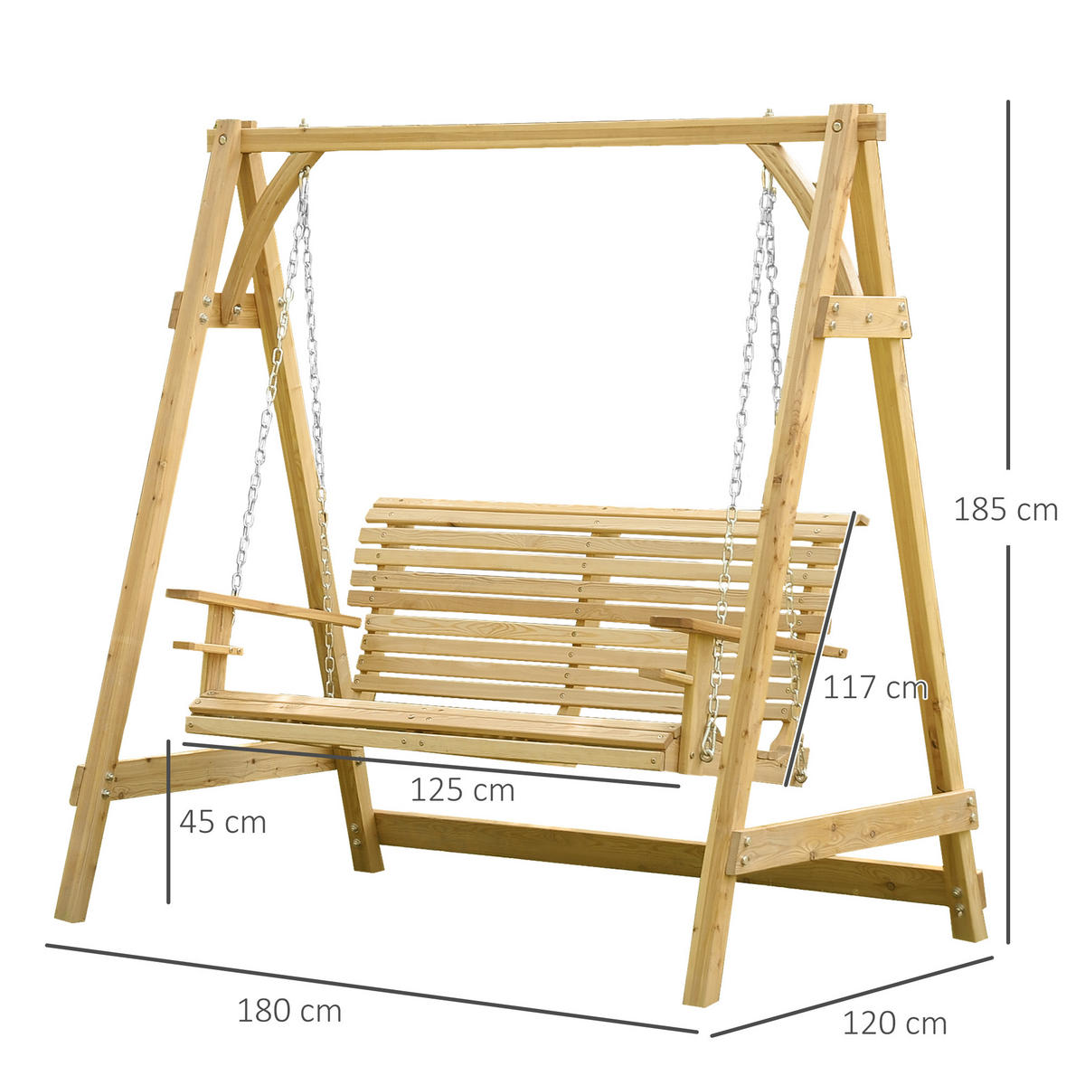 GARTENSCHAUKEL, Doppelschaukel aus Kiefernholz, nein - Birkefarben, Holz (62/21.8/342cm) - Vallsero