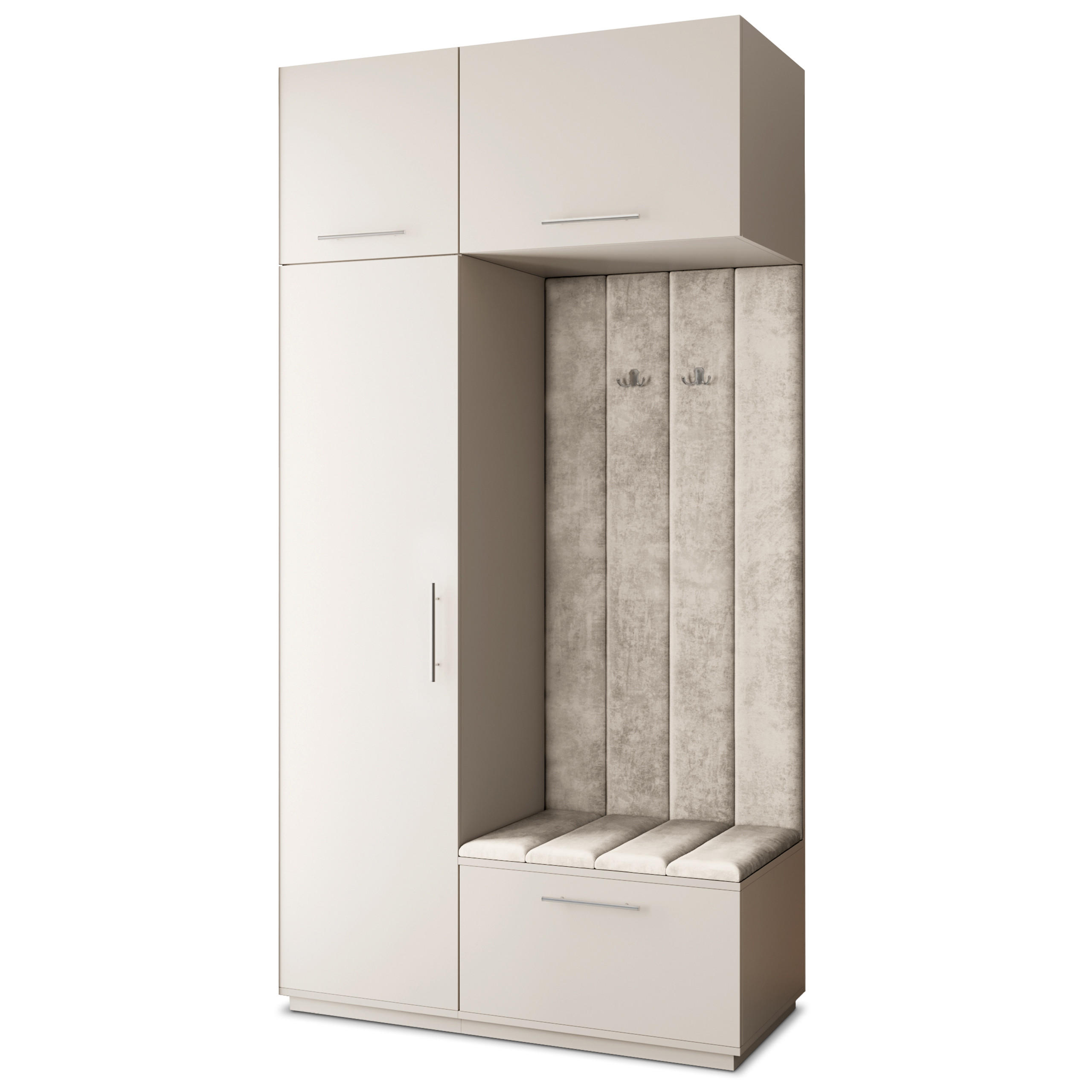 MASSENO GARDEROBENSCHRANK Kaschmir, Ecru 120cm × 60cm × 240cm