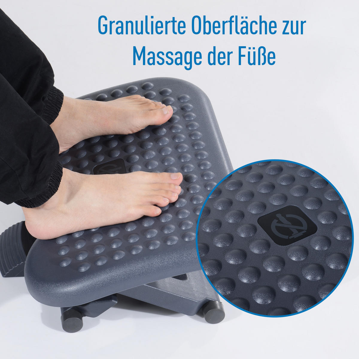 ERGONOMISCH Fußstütze Fußablage Fuß Stütze Relax Büro Neigung Höhe verstellbar - Dunkelgrau, Kunststoff (35/17/46cm) - HOMCOM