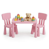 SESTAVA Růžová dětský stůl 2 židle - růžová, plast (77/48/55cm) - Relaxdays