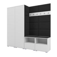 GARDEROBE NELA VI 200 cm (Kompaktgarderobe Weiß mit Sitzpolster Schwarz 16 Schrank & Paneel) - Silberfarben/Schwarz, Holz/Holzwerkstoff (200/187/40cm) - Ravio