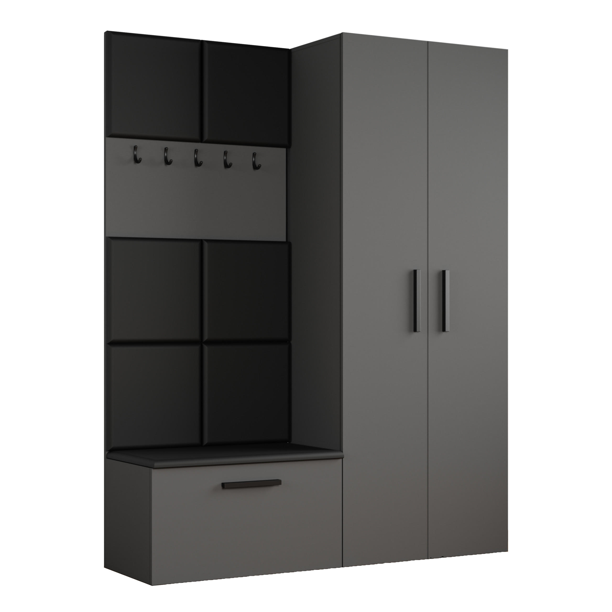 Masseno Garderobenschrank Grau 160.6x204x40 cm