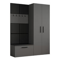 GARDEROBENSCHRANK MODULO 160,6/204/40 cm Modern Garderobe-Set Grau - Schwarz/Grau, Holzwerkstoff (160.6/204/40cm) - MASSENO
