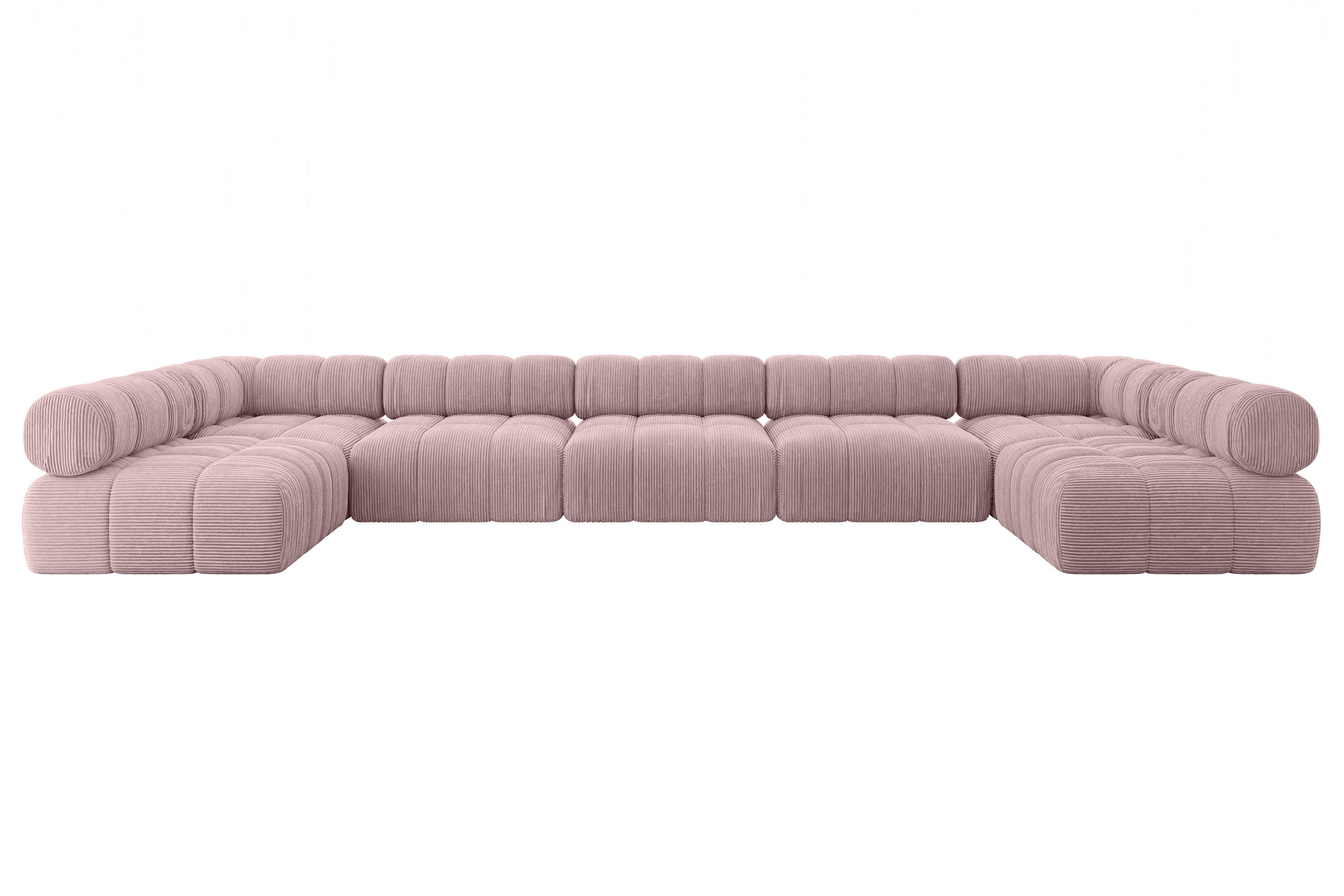 WOHNLANDSCHAFT modulares Sofa Garvo-U3 - 475x190x70 cm Rosa Cord - Rosa, Holzwerkstoff/Textil (475/70/190cm) - ALTDECOR
