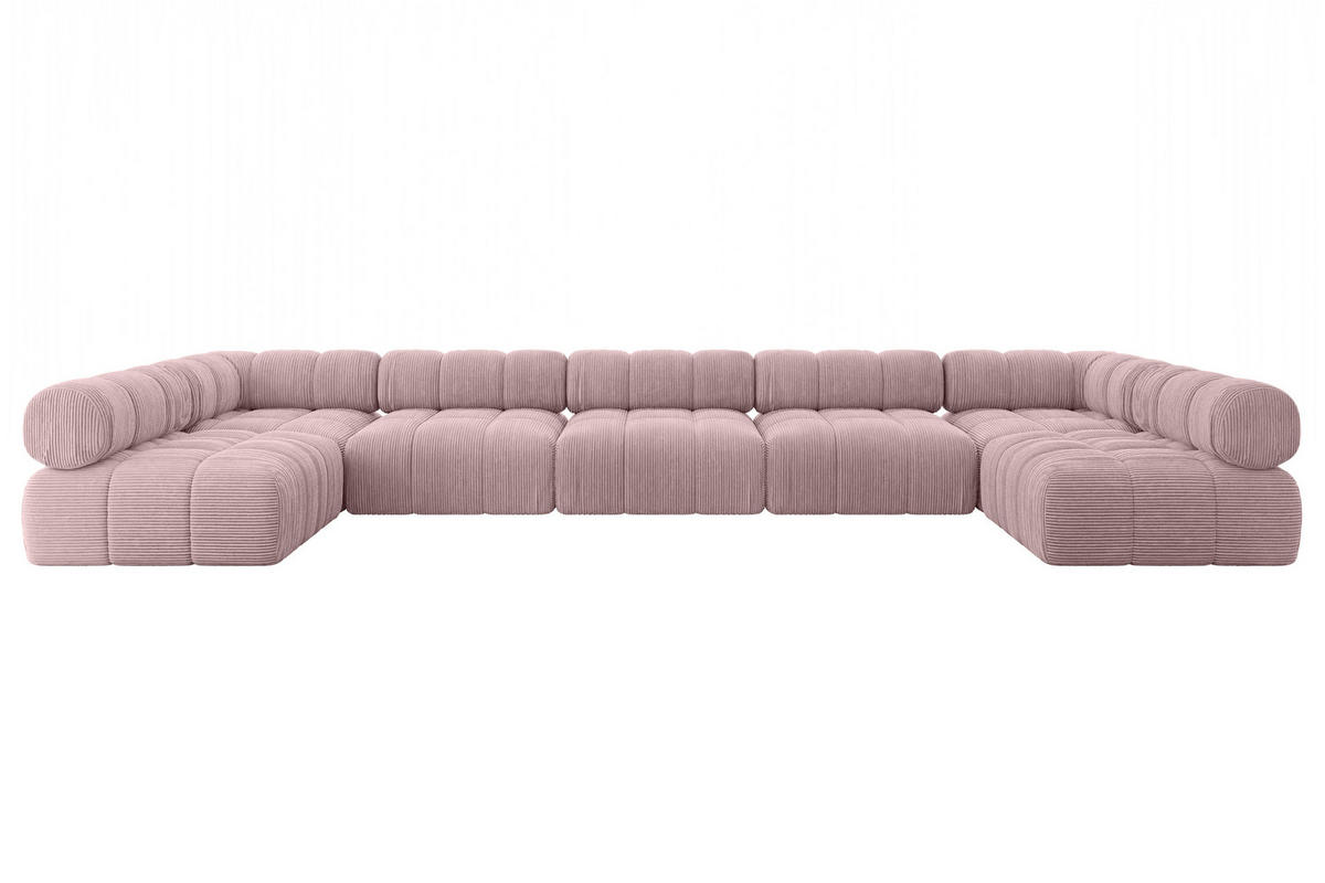 WOHNLANDSCHAFT modulares Sofa Garvo-U3 - 475x190x70 cm Rosa Cord - Rosa, Holzwerkstoff/Textil (475/70/190cm) - ALTDECOR