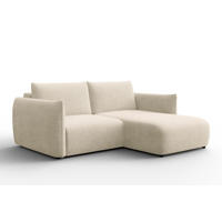 ECKSOFA TAUER 3-Sitzer RECHTS, Bouclé-Stoff ecru - Ecru/Schwarz, Holz/Textil (206/173cm) - Courtois Laville