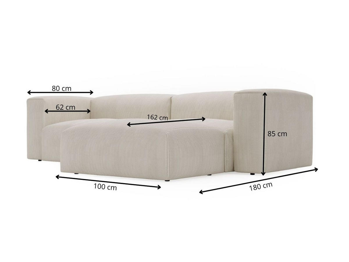 ECKSOFA Landi Creme Rechts - Creme/Schwarz, Kunststoff/Textil (240/180cm) - Graingold