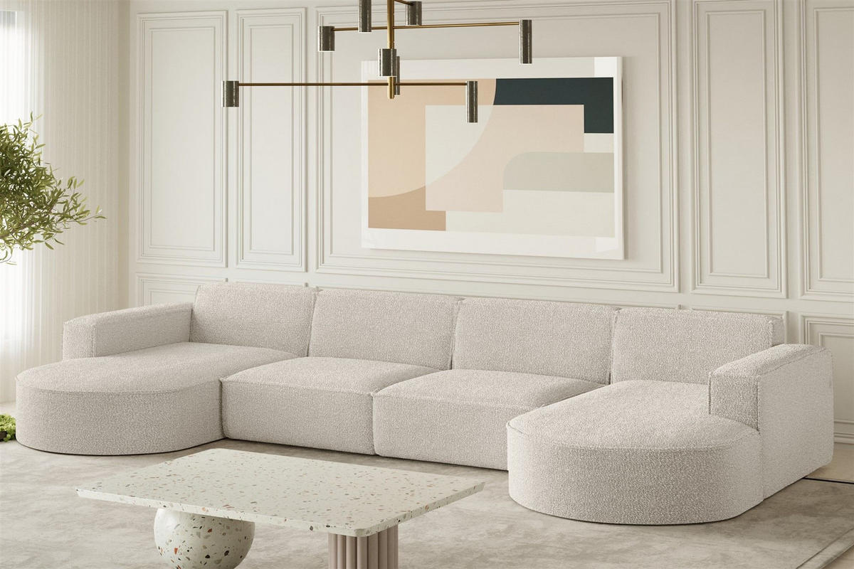 WOHNLANDSCHAFT Palma Xl In Ascot - Beige, Holzwerkstoff/Textil (382/78/165cm) - Fun Möbel